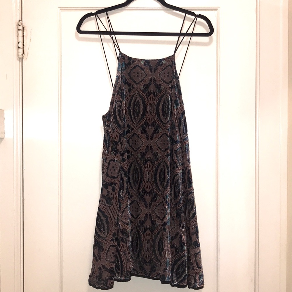 Ecote Velvet Mini Frock Dress w/ Spaghetti Straps